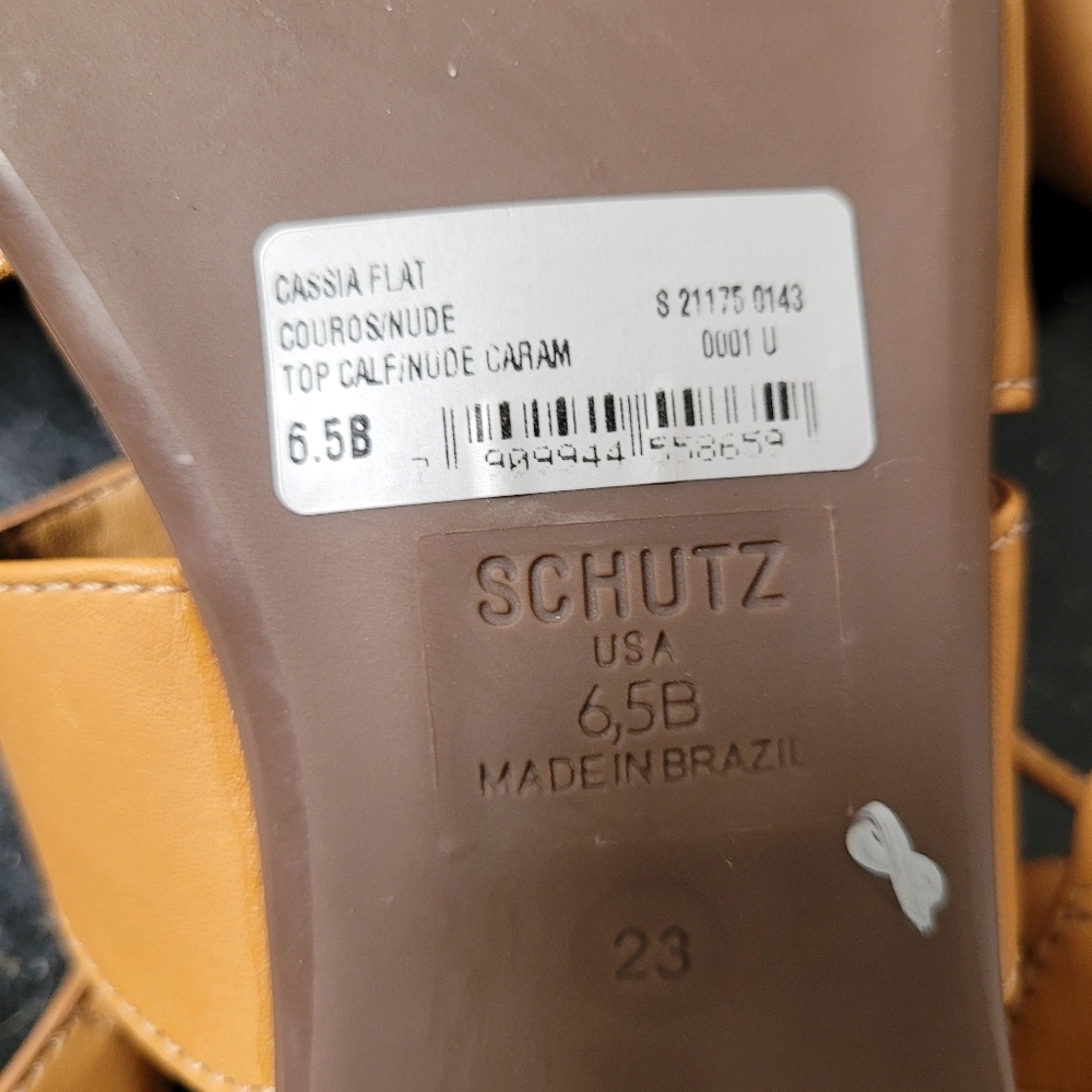 Schutz Cassia Flats Gadiator Sandals Tan - Picture 9 of 9